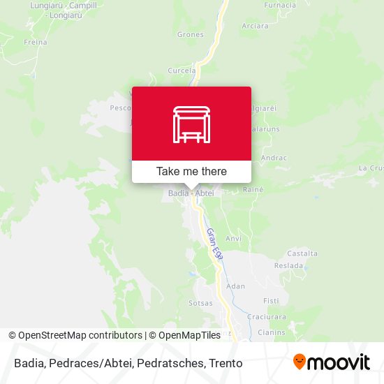 Badia, Pedraces / Abtei, Pedratsches map