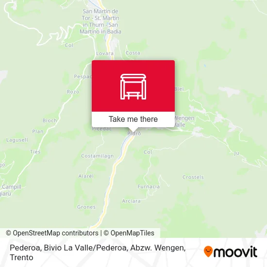 Pederoa, Bivio La Valle / Pederoa, Abzw. Wengen map