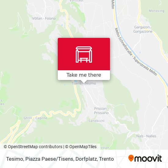 Tesimo, Piazza Paese / Tisens, Dorfplatz map