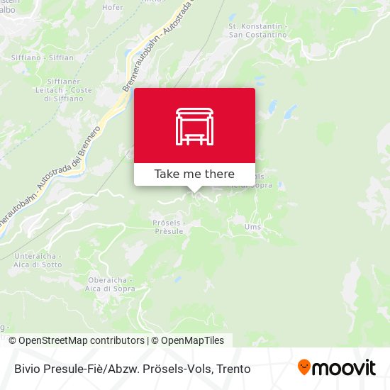 Bivio Presule-Fiè / Abzw. Prösels-Vols map