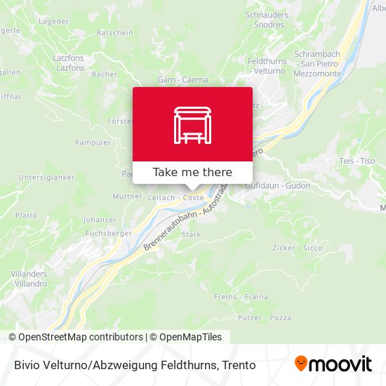Bivio Velturno / Abzweigung Feldthurns map