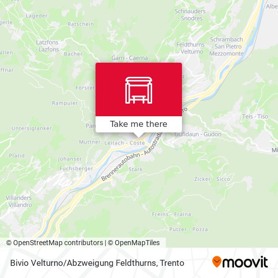 Bivio Velturno / Abzweigung Feldthurns map