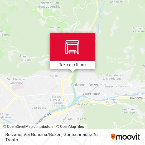 Bolzano, Via Guncina / Bozen, Guntschnastraße map