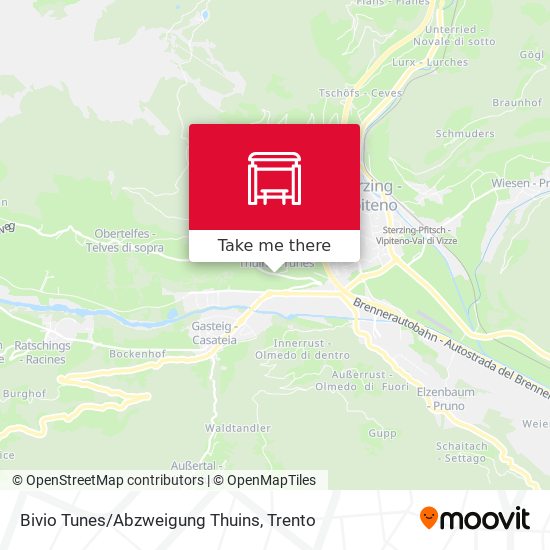 Bivio Tunes/Abzweigung Thuins map