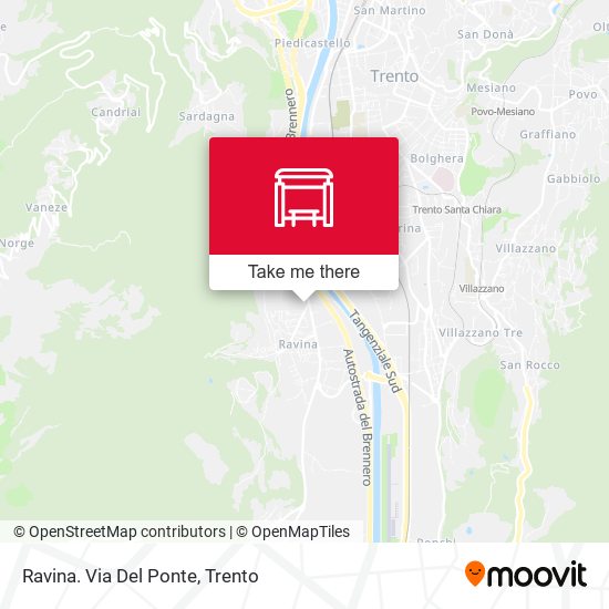 Ravina. Via Del Ponte map