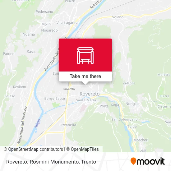 Rovereto via Rosmini-Monument map