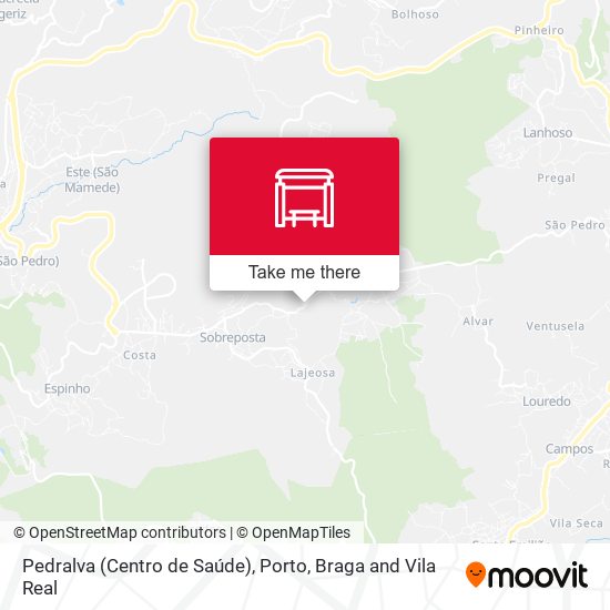 Pedralva (Centro de Saúde) mapa