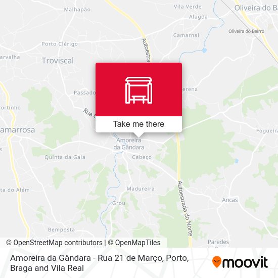 Amoreira da Gândara - Rua 21 de Março mapa