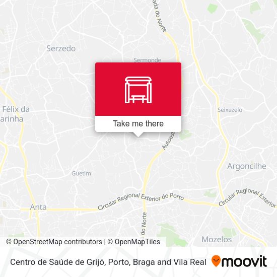 Centro de Saúde de Grijó mapa