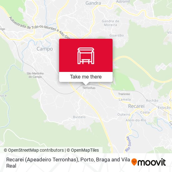 Recarei (Apeadeiro Terronhas) mapa