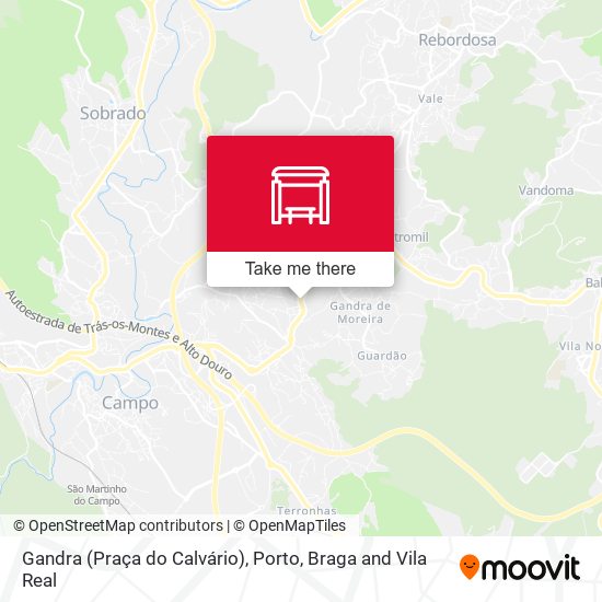 Gandra (Praça do Calvário) mapa