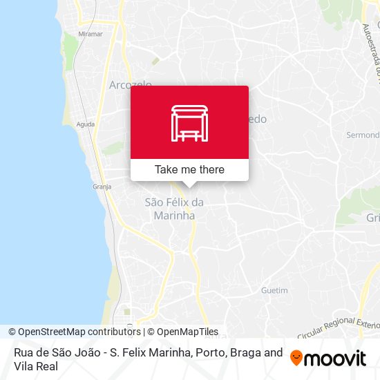 Rua de São João - S. Felix Marinha mapa