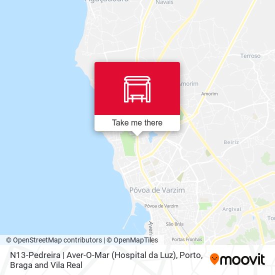 N13-Pedreira | Aver-O-Mar (Hospital da Luz) map