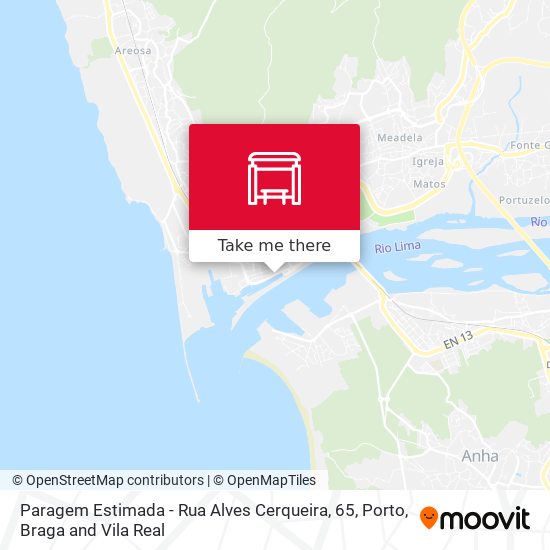 Paragem Estimada - Rua Alves Cerqueira, 65 mapa