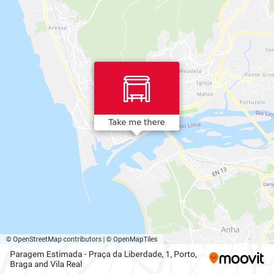 Paragem Estimada - Praça da Liberdade, 1 map