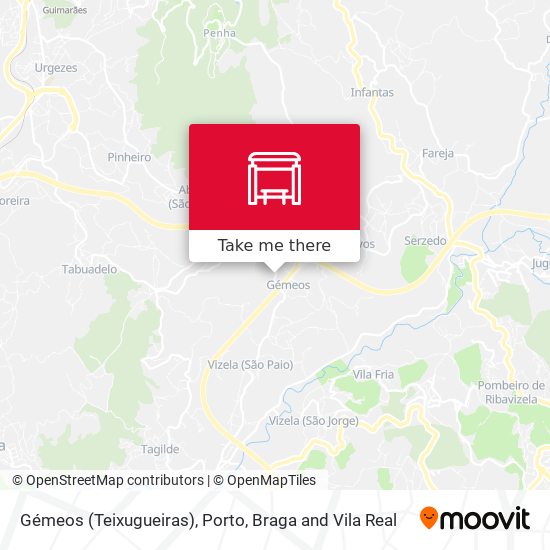 Gémeos (Teixugueiras) mapa