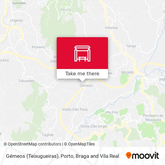 Gémeos (Teixugueiras) mapa