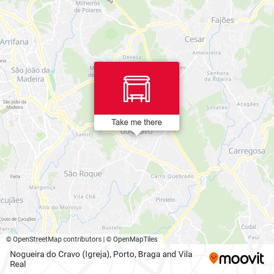 Nogueira do Cravo (Igreja) mapa