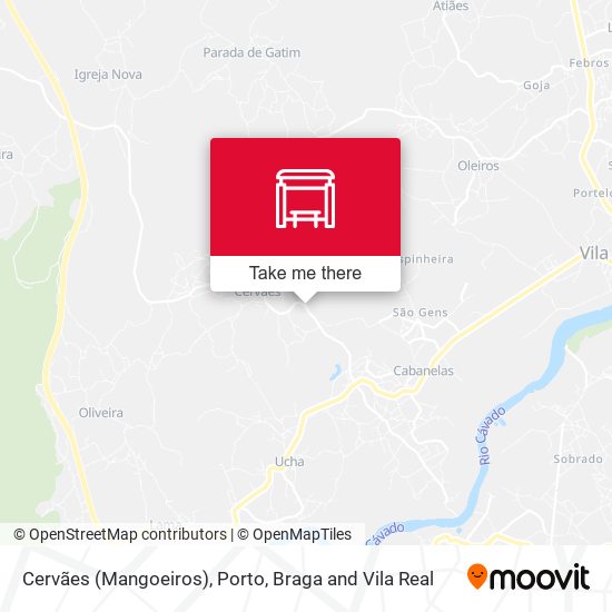 Cervães (Mangoeiros) mapa