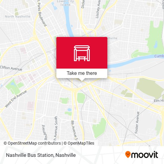 Mapa de Nashville Bus Station