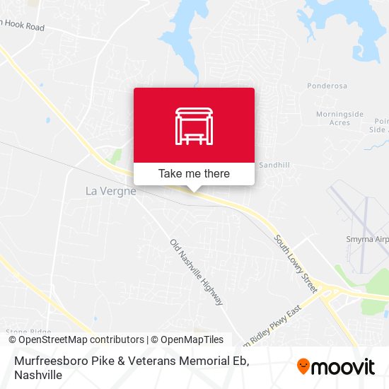 Murfreesboro Pike & Veterans Memorial Eb map