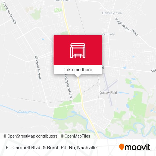 Ft. Cambell Blvd. & Burch Rd. Nb map
