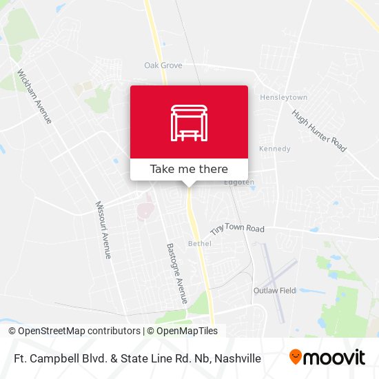Ft. Campbell Blvd. & State Line Rd. Nb map