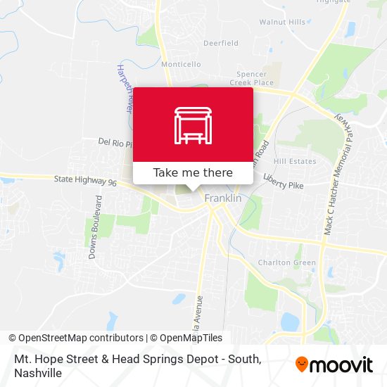 Mapa de Mt. Hope Street & Head Springs Depot - South