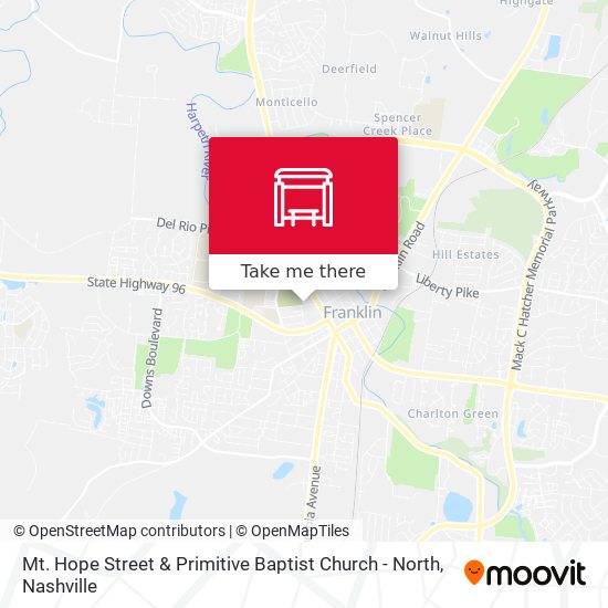 Mt. Hope Street & Primitive Baptist Church - North map