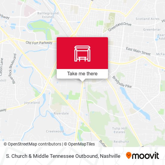 S. Church & Middle Tennessee Outbound map