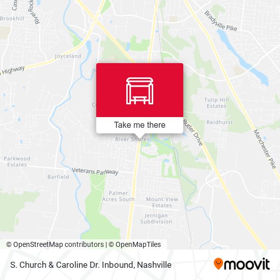 S. Church & Caroline Dr. Inbound map