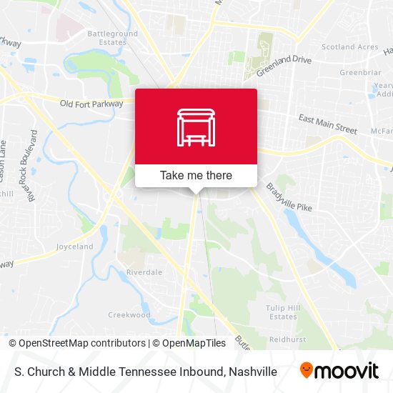 S. Church & Middle Tennessee Inbound map