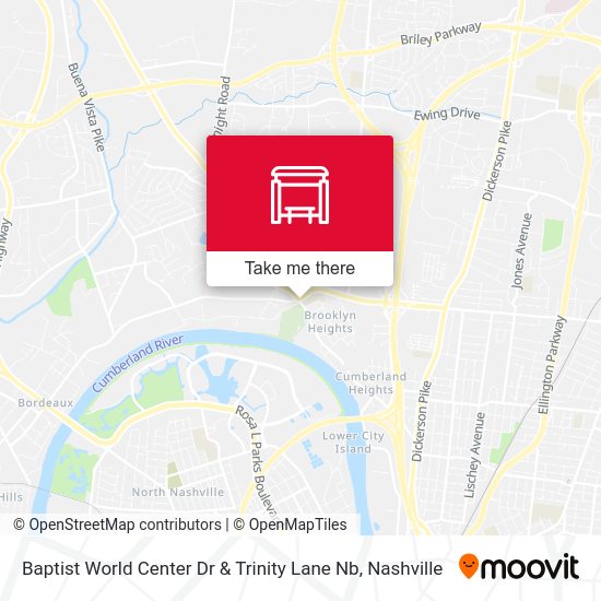 Baptist World Center Dr & Trinity Lane Nb map