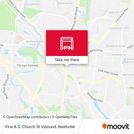 Vine & S. Church St Inbound map