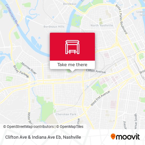 Clifton Ave & Indiana Ave Eb map