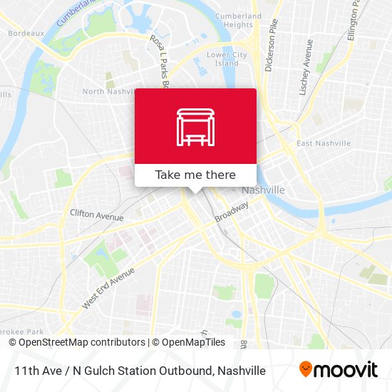 11th Ave / N Gulch Station Outbound map
