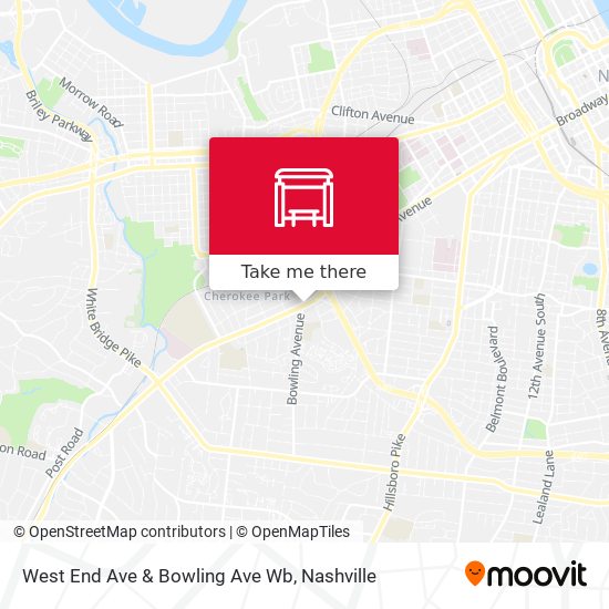 West End Ave & Bowling Ave Wb map