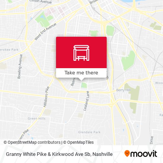 Granny White Pike & Kirkwood Ave Sb map