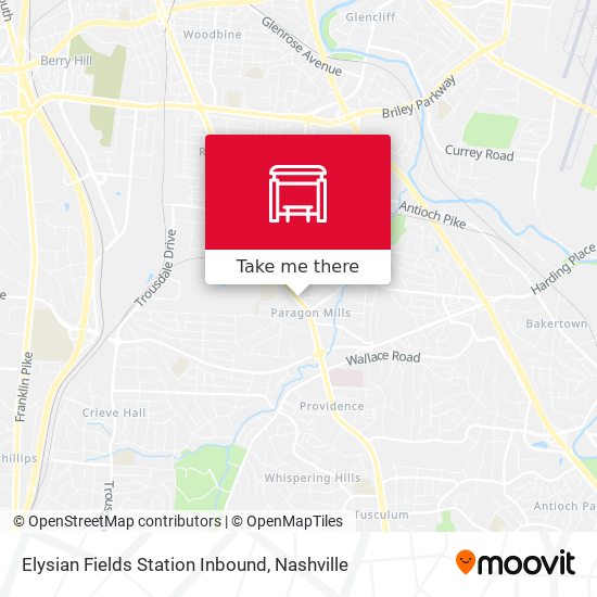 Elysian Fields Station Inbound map