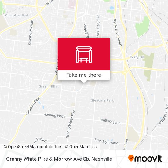 Granny White Pike & Morrow Ave Sb map