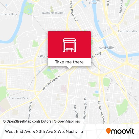 West End Ave & 20th Ave S Wb map