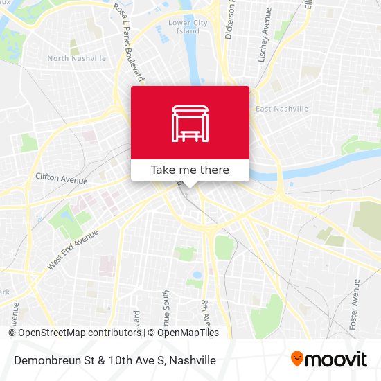 Demonbreun St & 10th Ave S map
