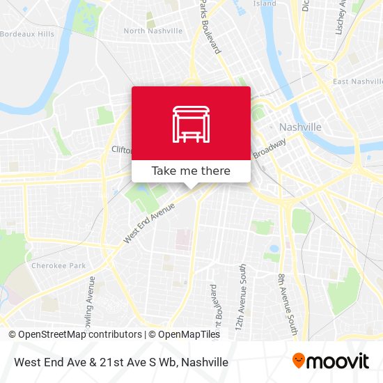 West End Ave & 21st Ave S Wb map