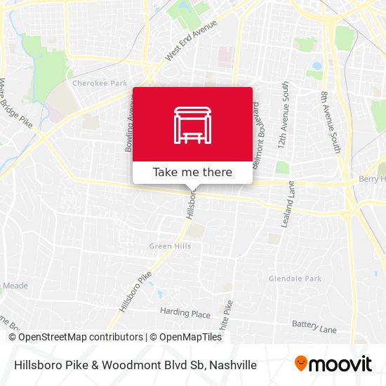 Hillsboro Pike & Woodmont Blvd Sb map