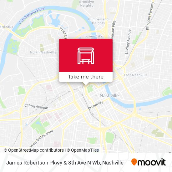James Robertson Pkwy & 8th Ave N Wb map
