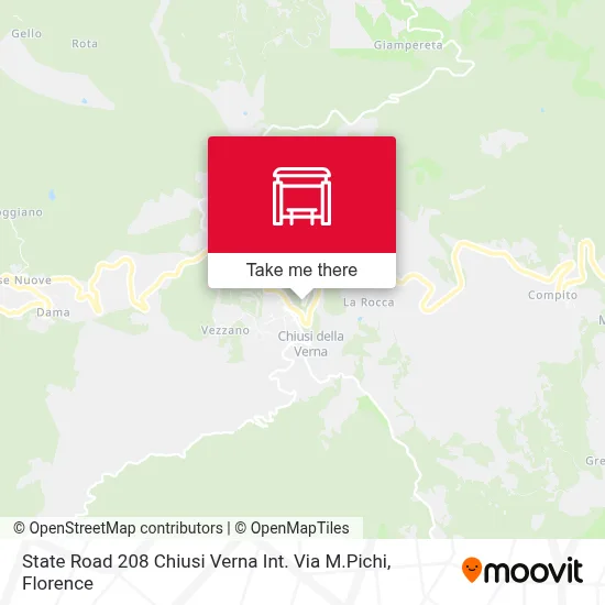 State Road 208 Chiusi Verna Int. Via M.Pichi map