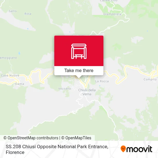SS.208 Chiusi Opposite National Park Entrance map