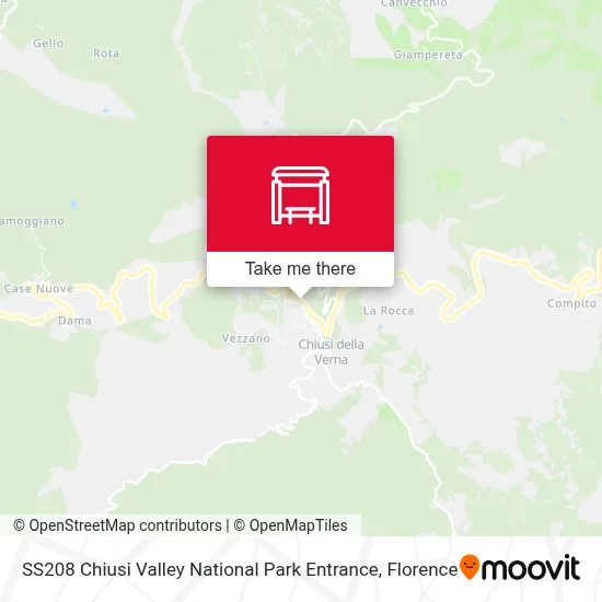 SS208 Chiusi Valley National Park Entrance map
