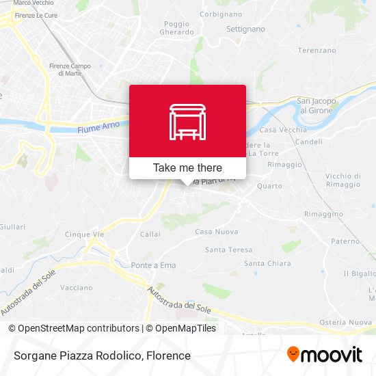 Sorgane Piazza Rodolico map