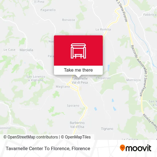 Tavarnelle Center To Florence map